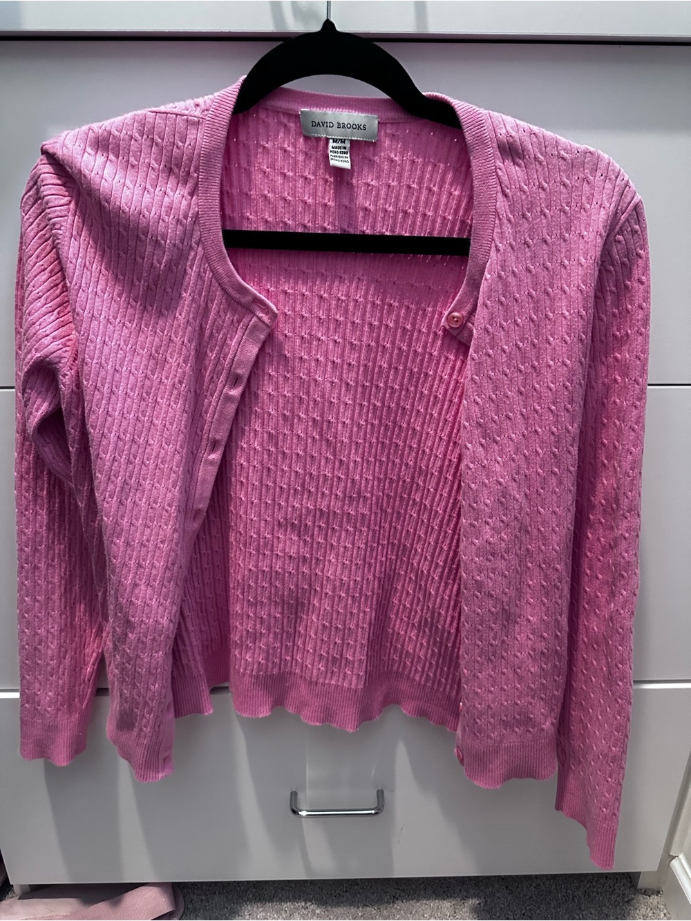 david brooks Rose Pink Open Front Knit Cardigan